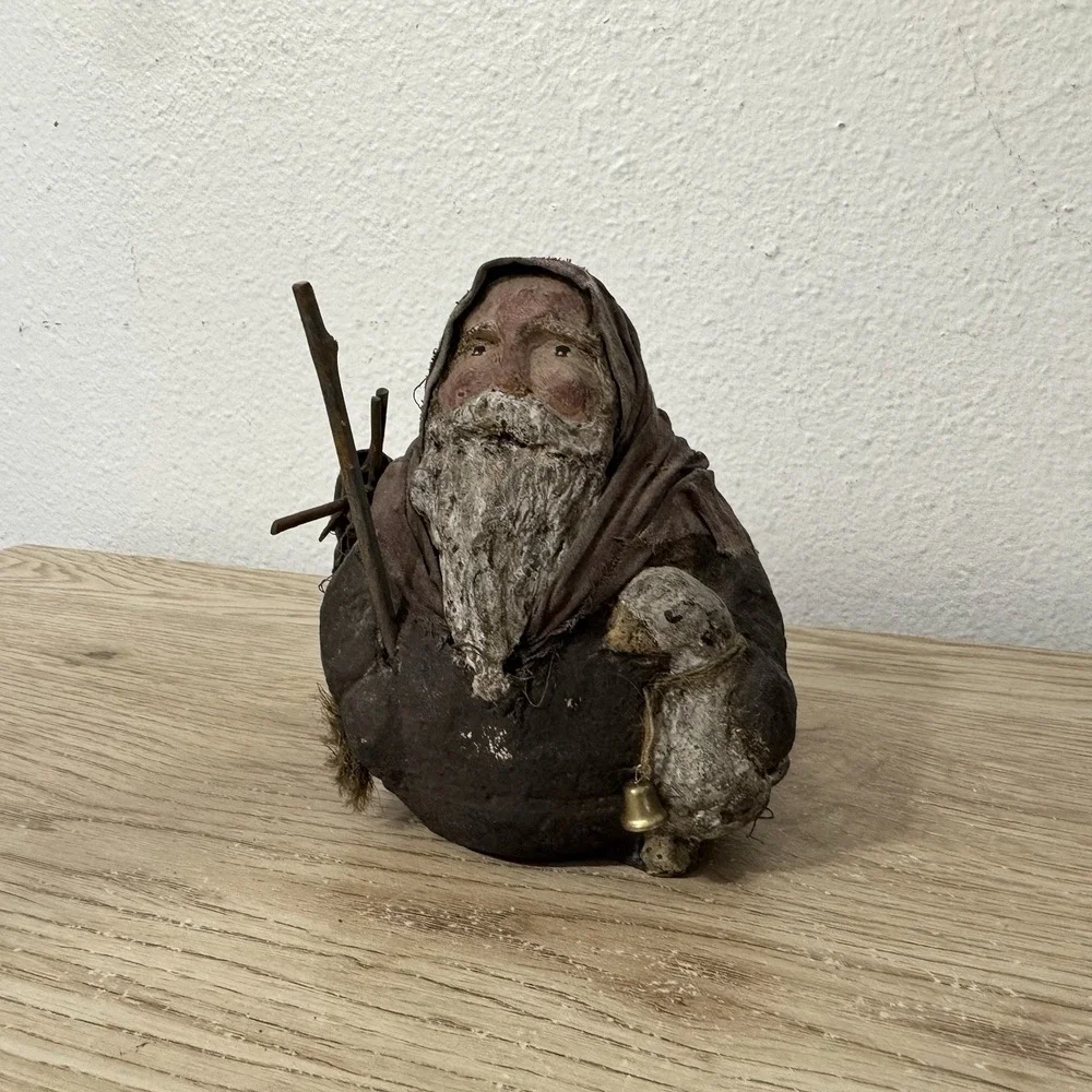 1995 Enesco Arlene Wobler Folk Art‎ Woblers Woods Santa Figure Primitive Rustic